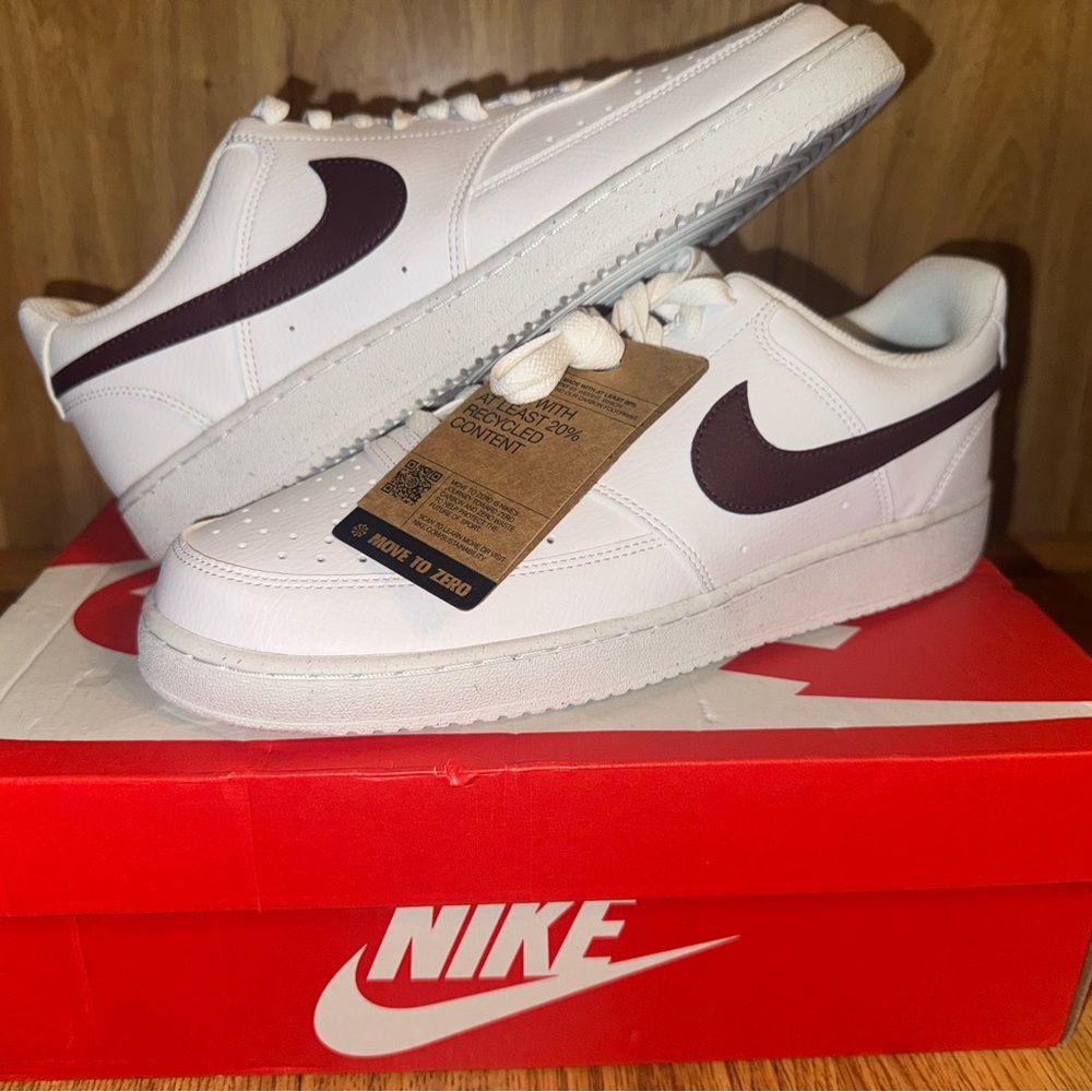 NEW Men's 10.5 Nike Court Vision Lo Next Nature, white/burgundy crush